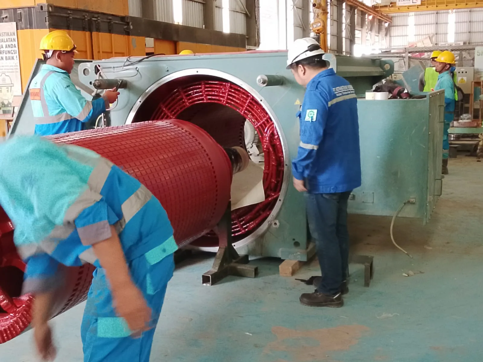 Team working on machinery